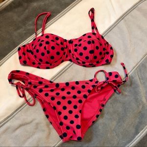 Arizona Pink & Navy Polka Dot Bikini 3/$20